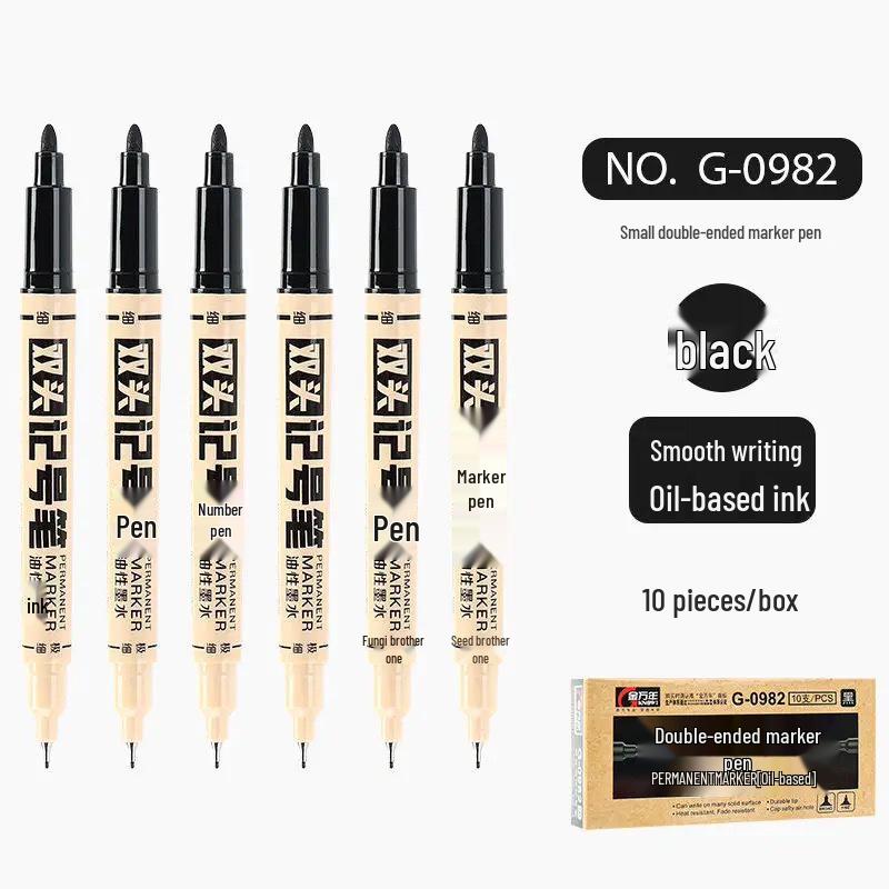 Jin Wannian 902 Black Oil-Based Dual-End Marker for Woodworking