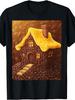 Whimsical Art Style, for Man's & Woman T-Shirt, Coffee Bean House with Melted Cheese Roof Design, Casual Daily Wear Season