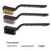 7-inch Industrial Cleaning Brush Set: Stainless Steel, Copper, Nylon Bristles – 3 Mini Brushes for Polishing.