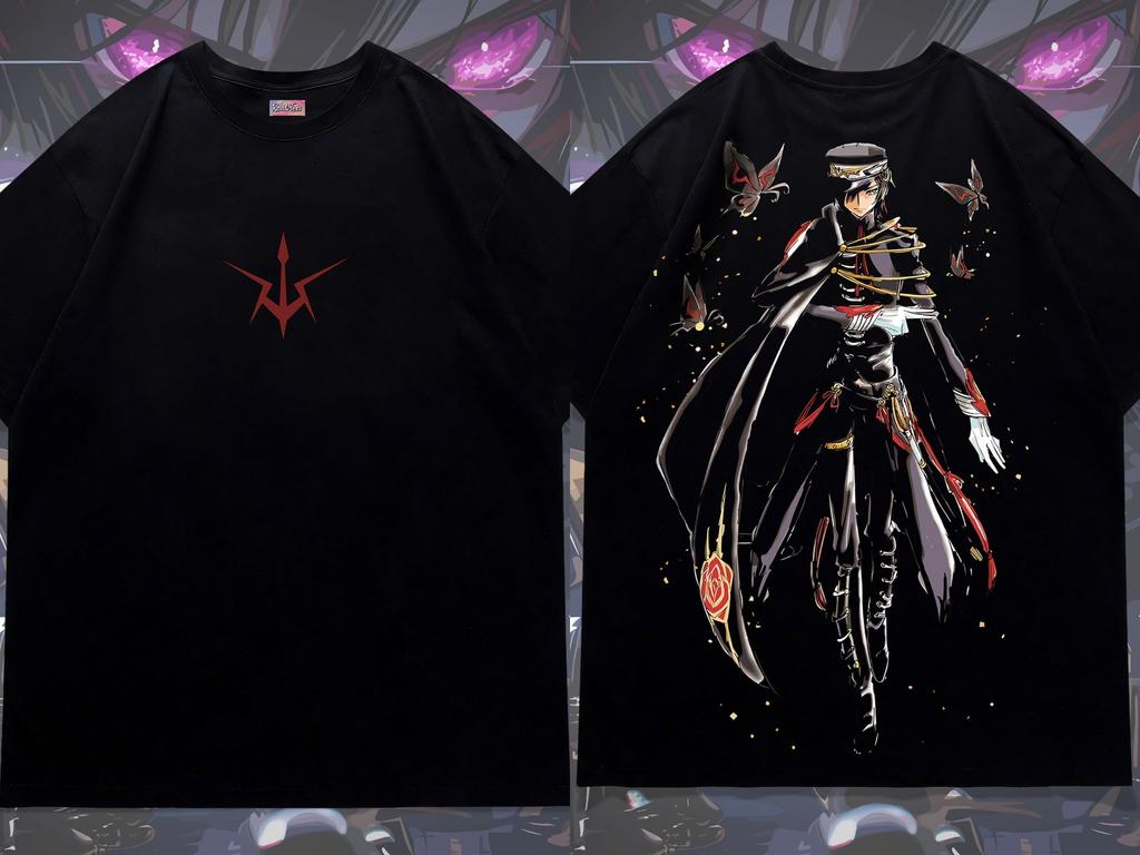 Classic Japanese Anime Emperor Lelouch Tee Men Women T-shirts Oversized Y2k Heavy Cotton Female Male Clothes Comfortable Tops