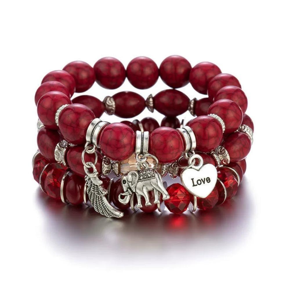 3pcs/Set Boho Style Beaded Charm Bracelets Long Wrap Jewelry Set With Colorful Gems for Women Party Accessories Gifts
