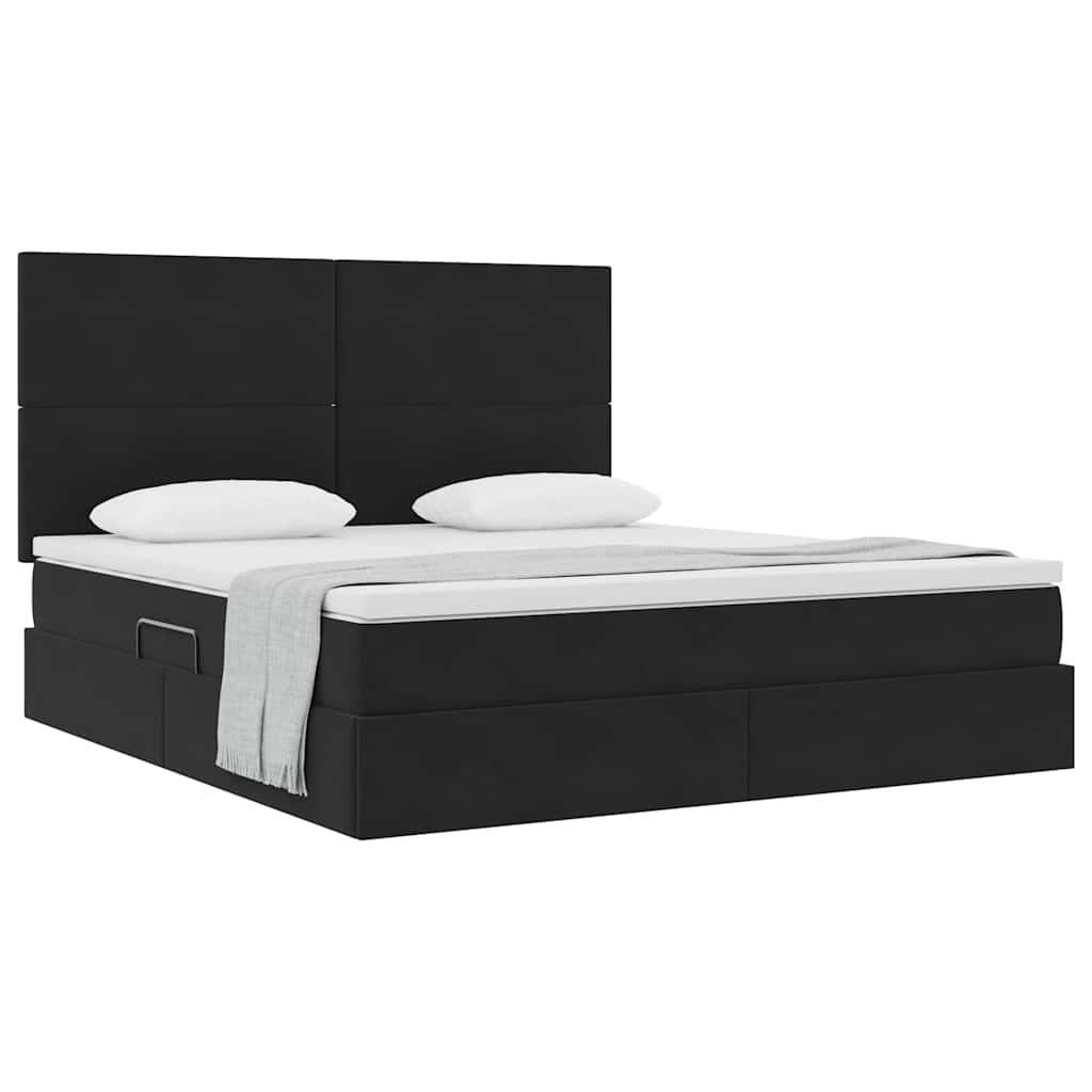 Storage Bed with Mattress Black 160 x 200 cm Velvet