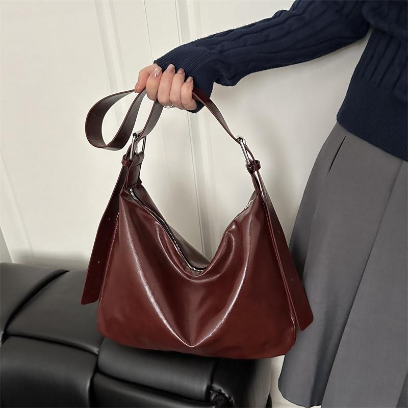 Retro Style Faux Leather Tote Bag for Women Large Capacity Shoulder Handbag