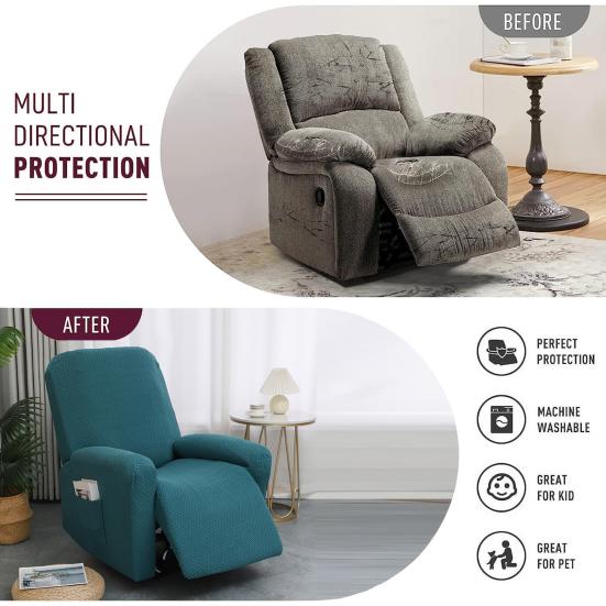 Husă Elastică pentru Fotoliu Reclinabil pentru Fotolii Reclinabile cu Un Singur Loc Protector Elastic pentru Fotoliu Reclinabil Lavabil la Mașină Husă Ajustată pentru Învelire Completă Protejează Petele