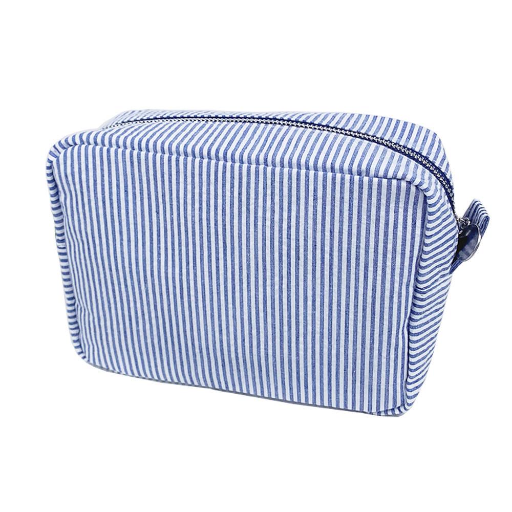 Vintage American Cotton Makeup Bag With Striped Pattern For Travel And Daily Use