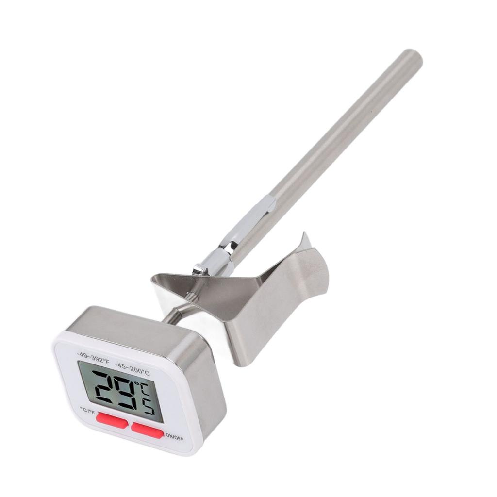 Food Thermometer Regulable Clip Large Display Screen Detachable Stainless Steel White Kitchen