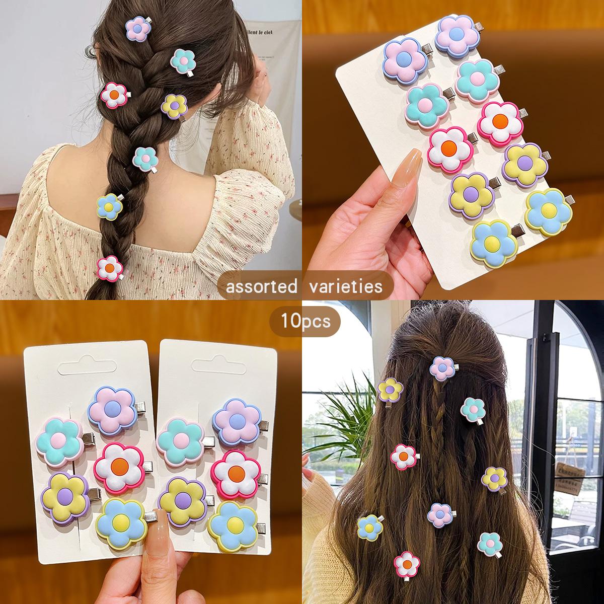 

10 color random flower hair clips, sweet wind clips, hair accessories Size fits all