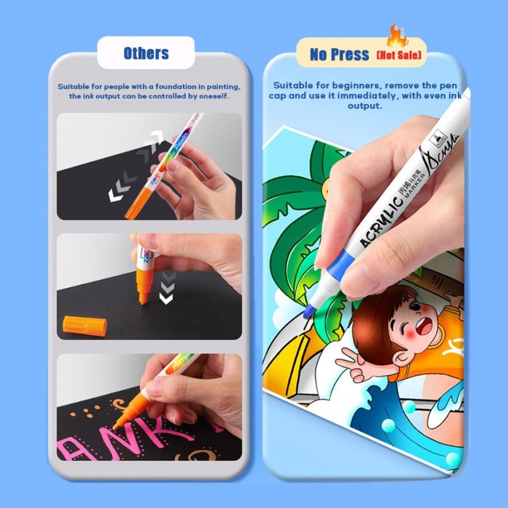 12-120 Colors Stackable Color Acrylic Marker Pen Washable Art Painting Markers  Stone Paint