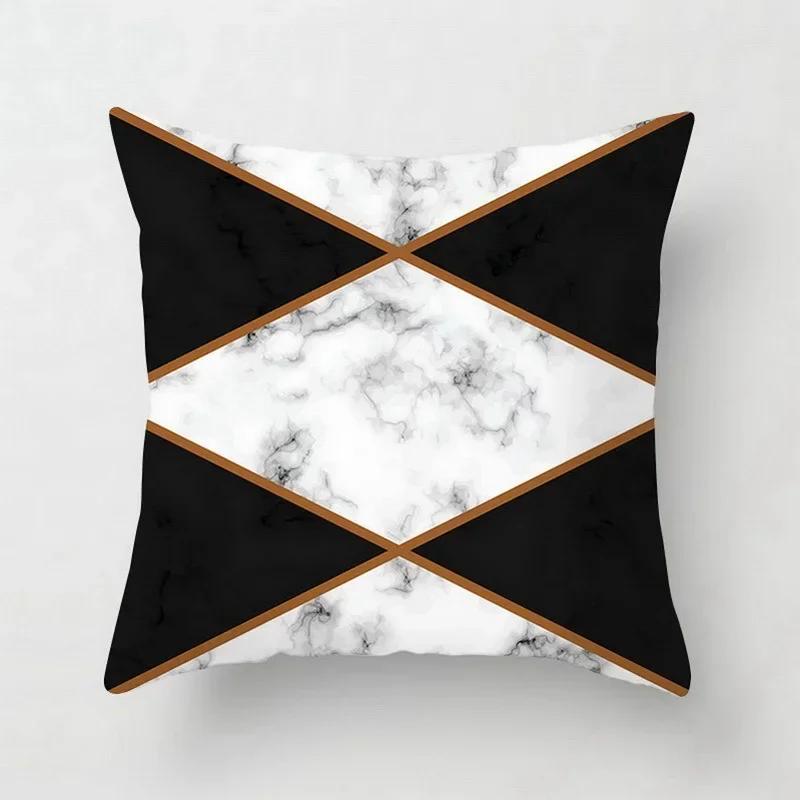 Pink Geometric Abstract Decorative Pillows Case Marble Pattern Flower Designer White and Black Grey Cheap Cushion Cover 45*45 Cm