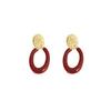 Burgundy Hong Kong Style Geometric Earrings Ankara Red Premium Temperament Earrings Women'S Retro Niche Earrings