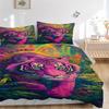3pcs Pink Tiger Bedding Set - 1 Duvet Cover + 2 Pillowcases(Core Not Included), Machine Washable Polyester, All-Season Comfort, Bedroom Deco