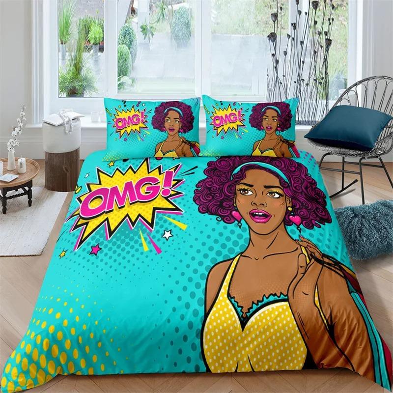 Sexy Girl Bettbezug Mode afrikanische schwarze Frau Bettwäsche Set Mikrofaser 3D Bettbezug