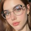 Metal Collar Contrasting Color Glasses Frame for Women's Cat Eyes Ins Trend Glasses Spring Leg Anti Blue Light Reading Glasses