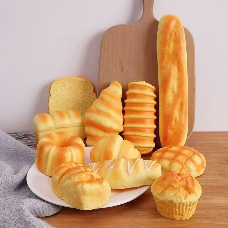 Squishy Food Creative Simulation Bread Toast Donuts Slow Rising Squeeze Stress Relief Toys Spoof Tease People Desktop Decoration