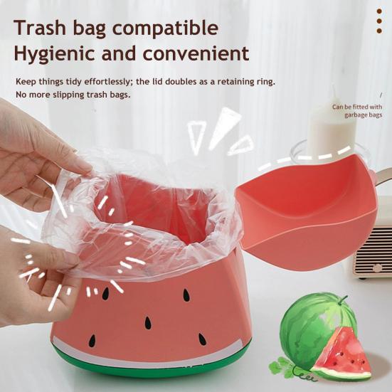 Desktop Trash Can Small Body Large Capacity Fruit Pattern Design Flip Cover Mini Waste Basket Home Decor