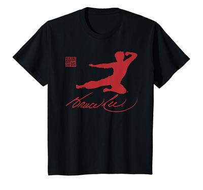 Kids' Bruce Lee Kung Fu Kick Red Print T-Shirt