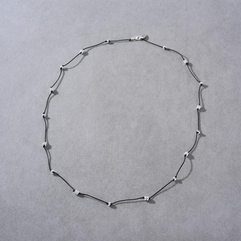 Niche Personalized High-Grade Metal Copper-Plated Platinum Ball Beaded Long Chain Woven Rope Trendy Fashion Simple Necklace