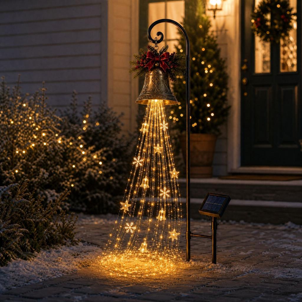 Christmas Bell Garden Light Outdoor Hanging Decorative Light for Yard Patio