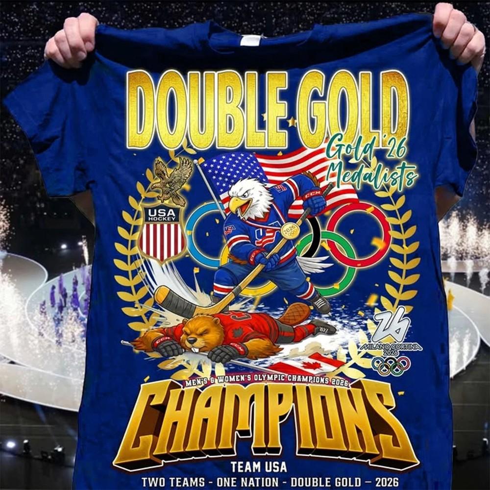 USA Men#039s Olympic Hockey 2026 Gold TShirt Full Size S3XL XXL