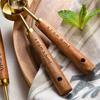 Stainless Steel Measuring Spoon Set Wooden Handle Spoons with Scale 8pcs Coffee Measuring Spoon Set Bartending Scale Accessories