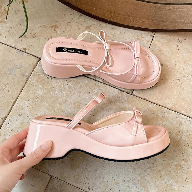 Summer Concise Open Toe Women Slippers Fashion Platform Wedges Heel Shoes Beach Dress Female Slides