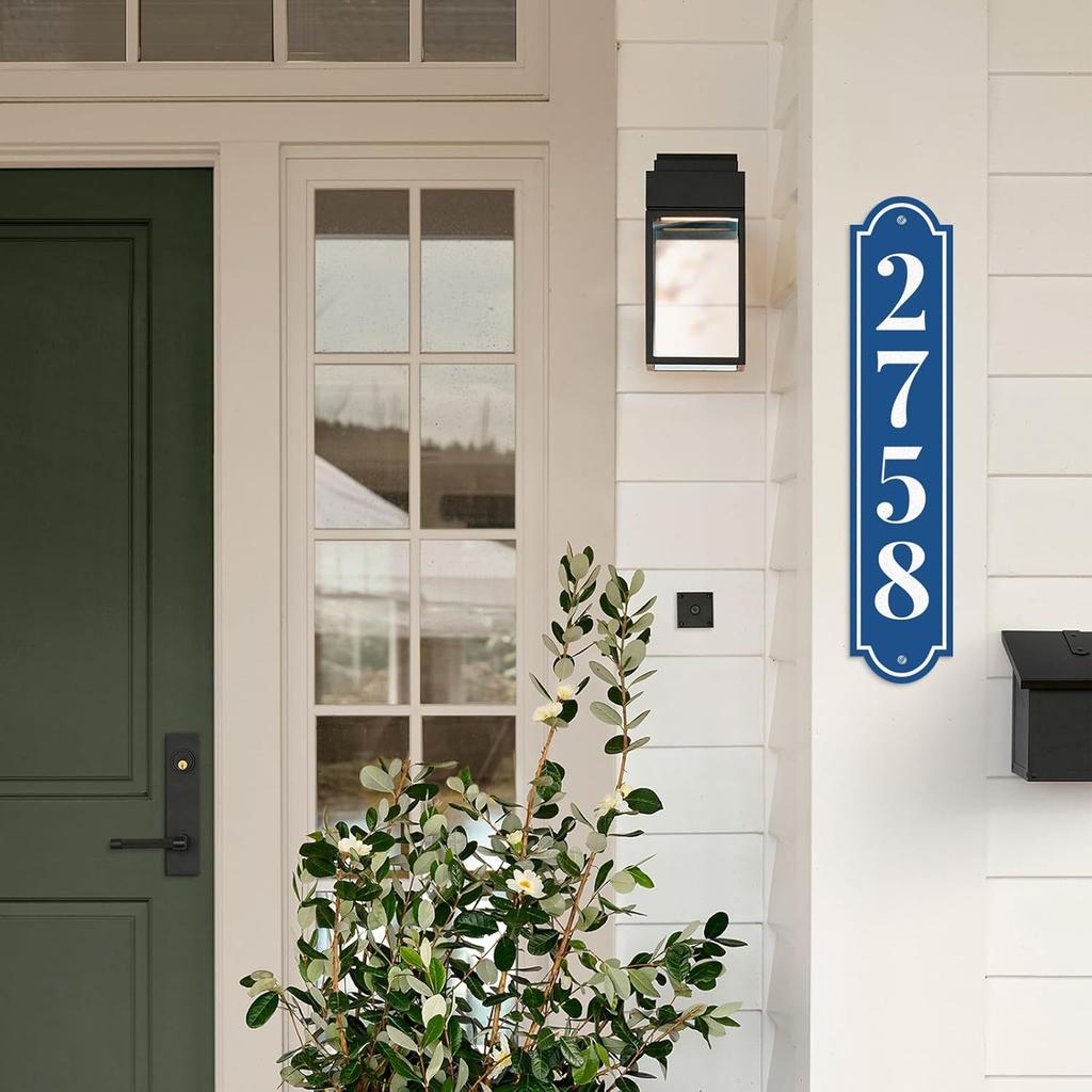 Reflective House Address Sign, Mailbox Post Sign, Reflective Modern House Numbers Address Signs, Mailbox Numbers for Outside, Vertical Plaque,