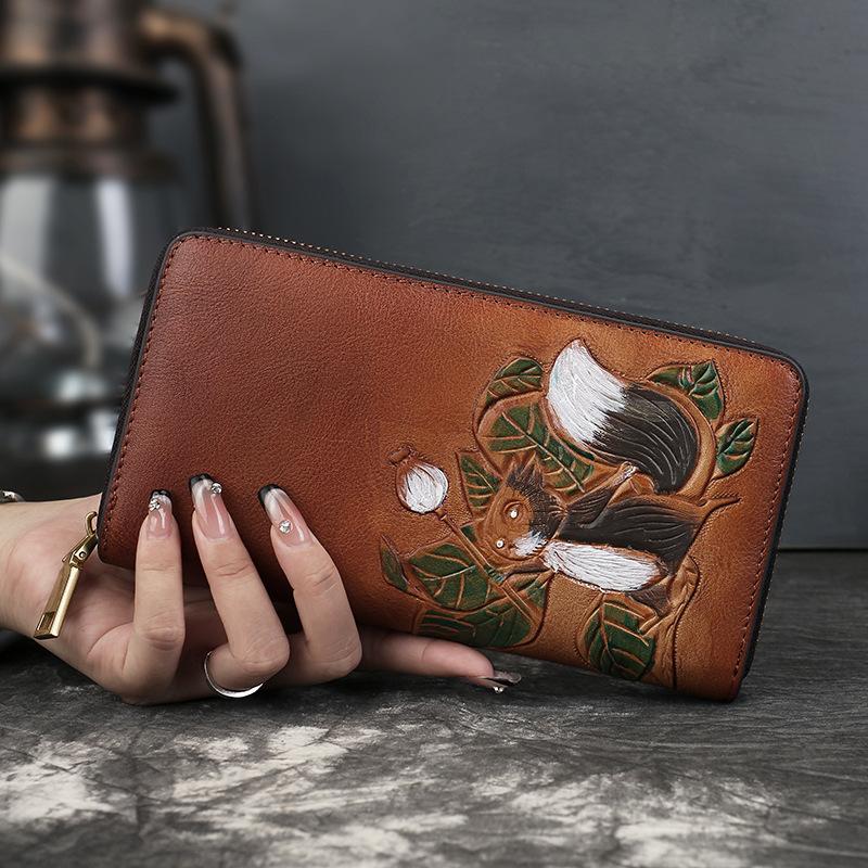 A Genuine Leather Retro Color-erased Wallet with Multiple Compartments and Large Capacity, A Business Clutch Bag