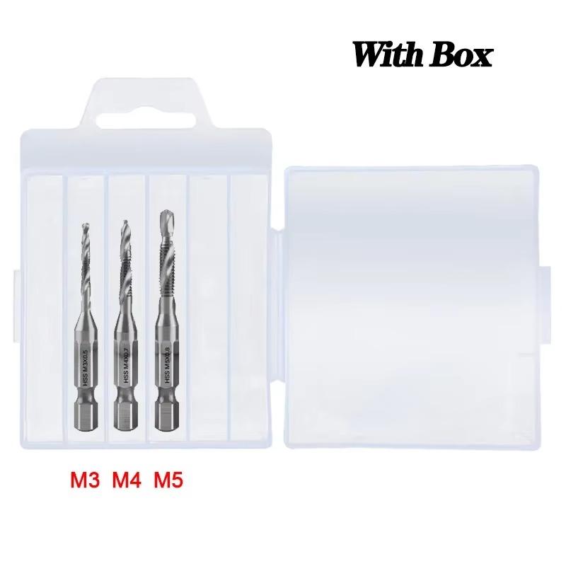 Titan Bohrer Gewindebohrer Kombinationsbit Set - Metrisches Gewinde M3 M4 M5 M6 M8 M10 Gewindebohrer Werkzeug zum Gewindeschneiden Senkbohren