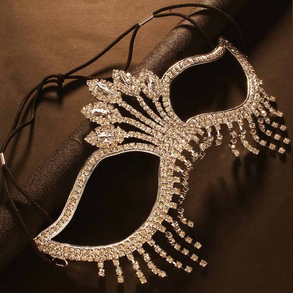 Rhinestone Püsküllü Peçe Maskeleri Tam Yüz Kadın Zincirleri Yüz Maskesi Maskeli Balo Dans Partisi Performans Seksi Yüz Aksesuarları Mücevher
