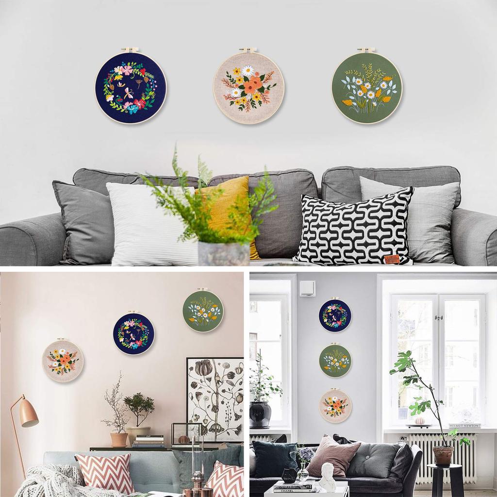 TuxFezug Embroidery DIY Cross Stitch Includes Embroidery and Japanese Instruction Manual Multicolored Flower and Leaf Kit, Kit, Beginner's Set, Hoop,