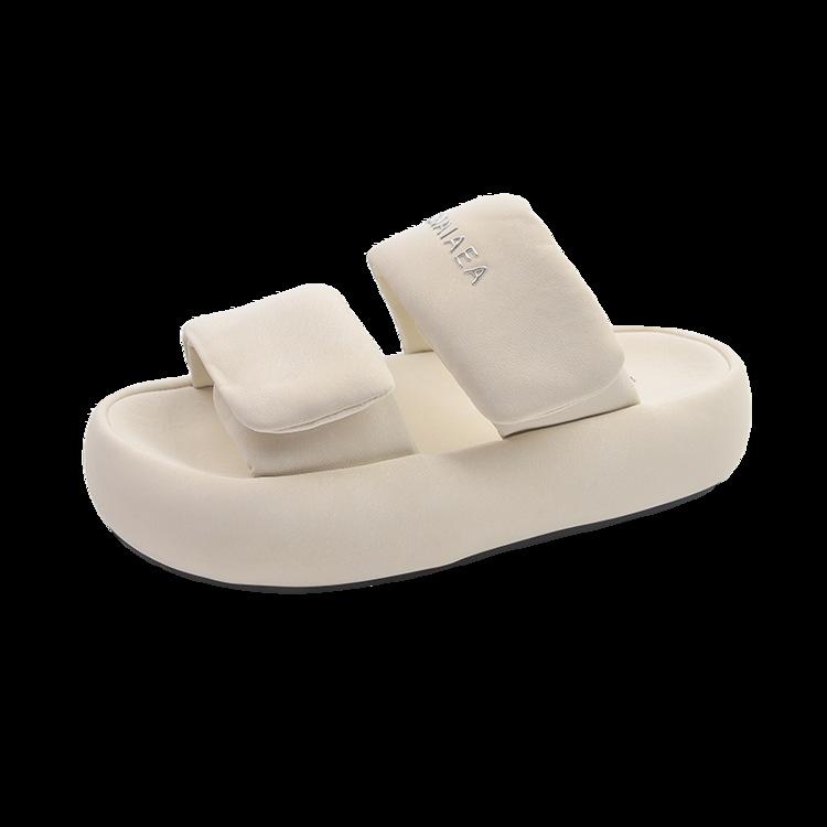 Thick-bottomed Heightening One-word Slippers for Women's 2025 Summer New Fashionable Outer Wear Non-slip and Shit-stepping Velcro Cool Slippers