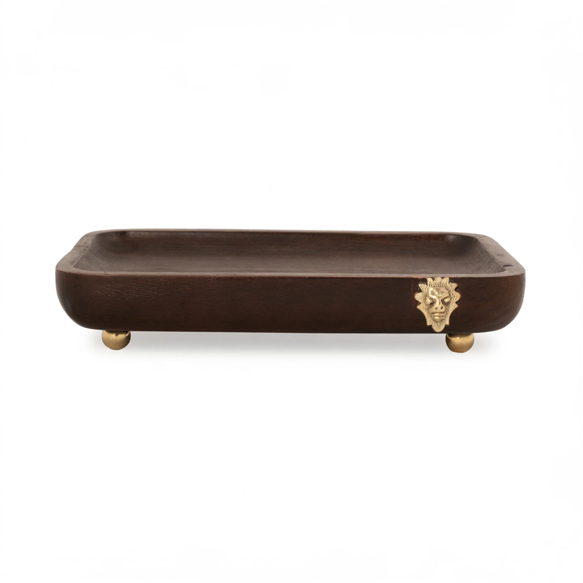Wooden Snack Tray With Metal Stand