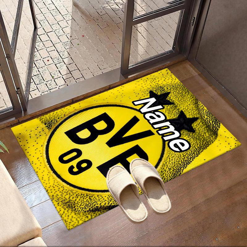 Custom Name Personalized Borussia Dortmund Print Carpet, Versatile Home Decor Rug, for Playroom, Apartment, Balcony, Entryway, Hallway Gift