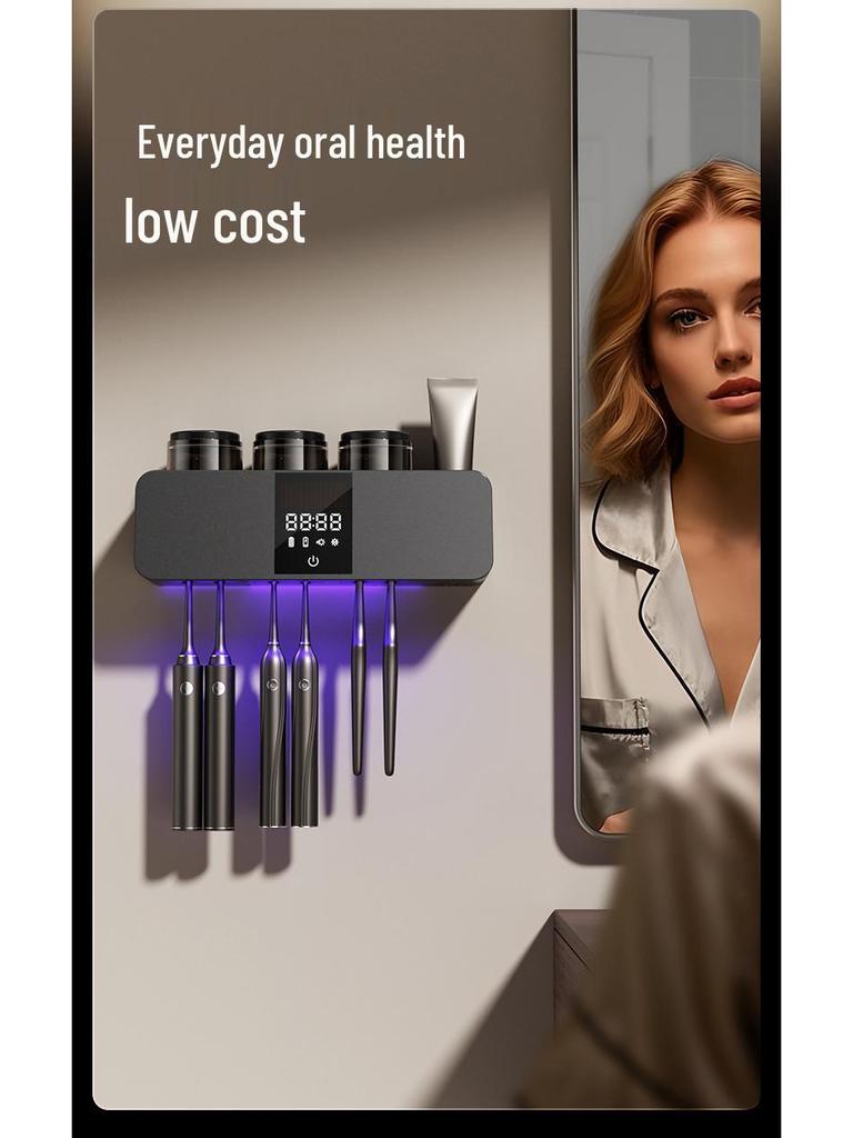 Wall-Mounted Smart Toothbrush Sterilizer with UV Air-Drying and Holder