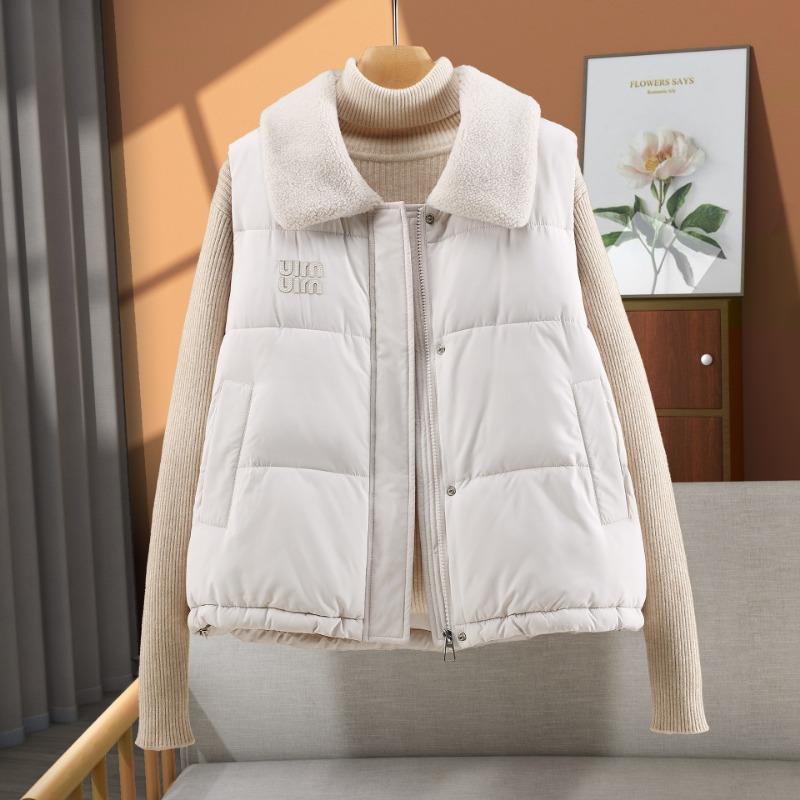 

Lamb wool down cotton vest women s autumn and winter new cotton vest solid color vest jacket M