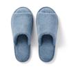 MUJI Washable Cotton Terry Open Size M 76410287 Slippers, Toe, (22.5-25cm), Blue,