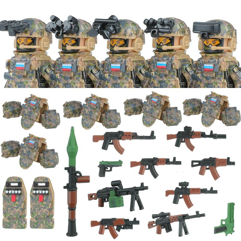 America Army Combat Uniform Special Forces Figures Building Blocks City US Special Air Service Soldier Military Weapons Toys