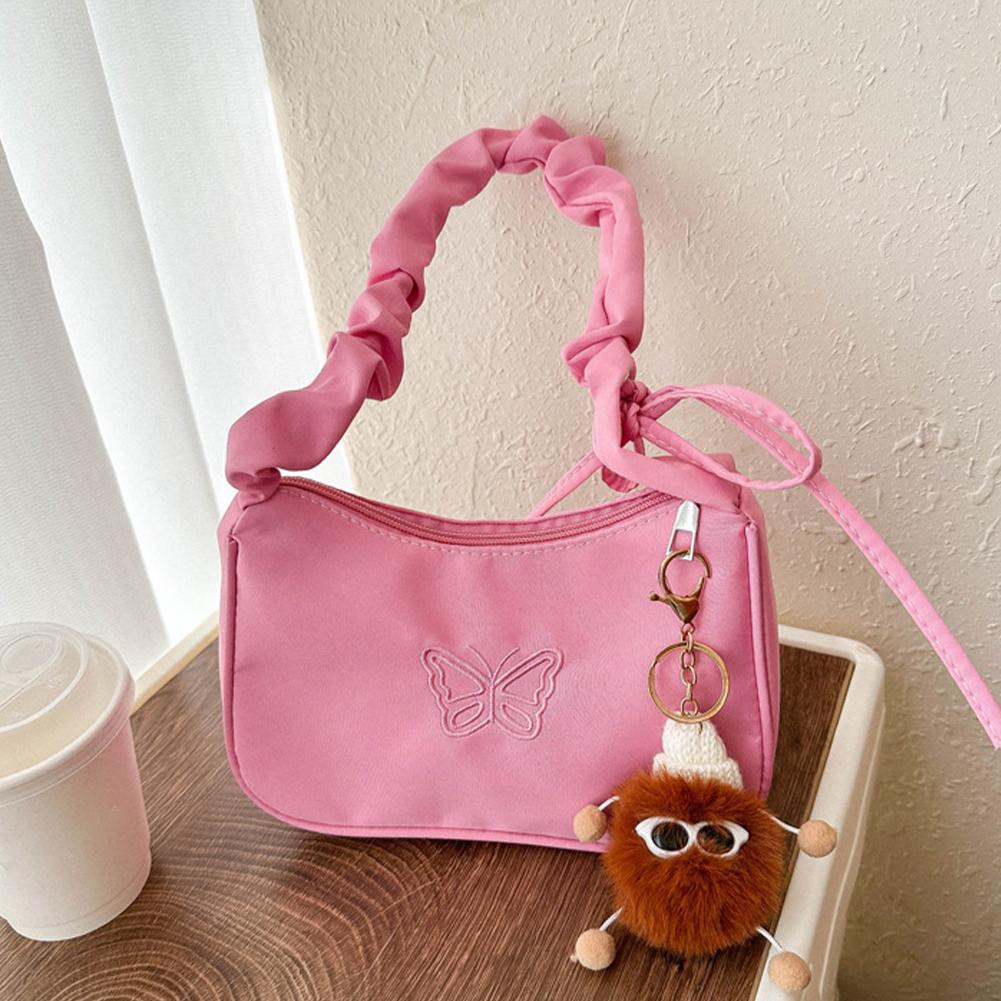 Fashionable Armpit Bag For Women Embroidery Butterfly Bag Bow Y2k-Style Bag Shoulder Makeup Lip E7T4