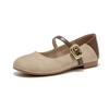 Retro style Mary Jane single shoes women's spring 2025 new French with skirt flat bottom shallow mouth splicing small leather shoes