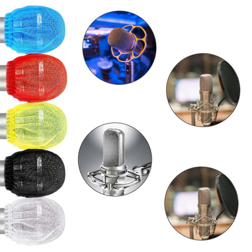 Aqevn 200-Piece Disposable Microphone Covers, Windscreens for Handheld Microphones, KTV Recording, Studio, and Karaoke (Mixed Colors)