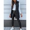 Autumn Winter Solid Color Hooded Zip Cotton Vest Women Mid-Length Plus Size Padded Gilet Coat
