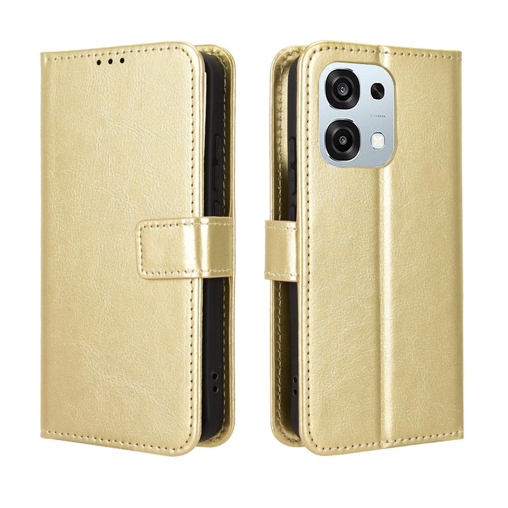 PU Leather Case for Oppo A6 Pro 4G/A6 Pro 5G/F31 5G Crazy Horse Texture Phone Wallet Cover with Strap