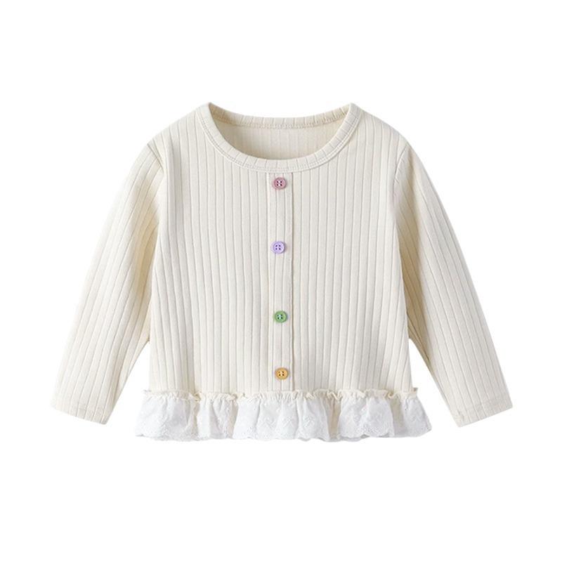 Autumn Lace Trim Long Sleeve T-Shirt for Girls