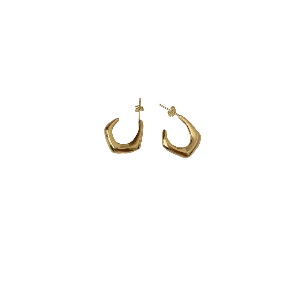 Korean S925 Sterling Silver Geometric Circle Hoop Earrings: Unique, Luxurious Design for Women