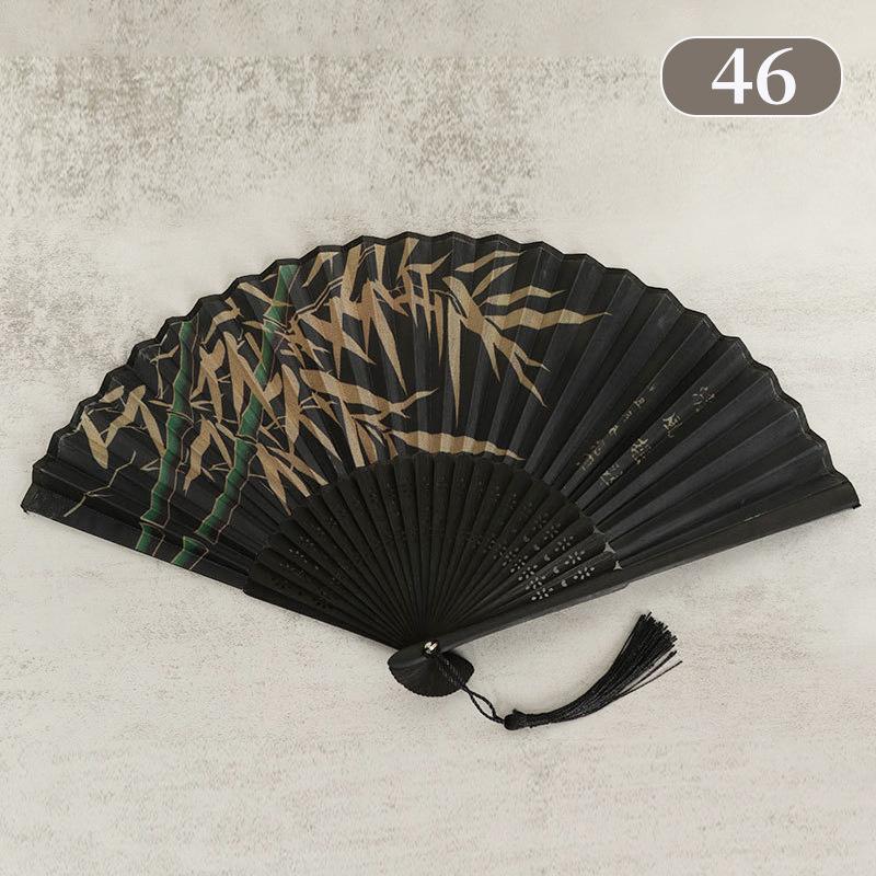 Chinese Japanese Silk Folding Fan Wooden Shank Classical Dance Fan High Quality Tassel Elegent Female Fan Home Decoration
