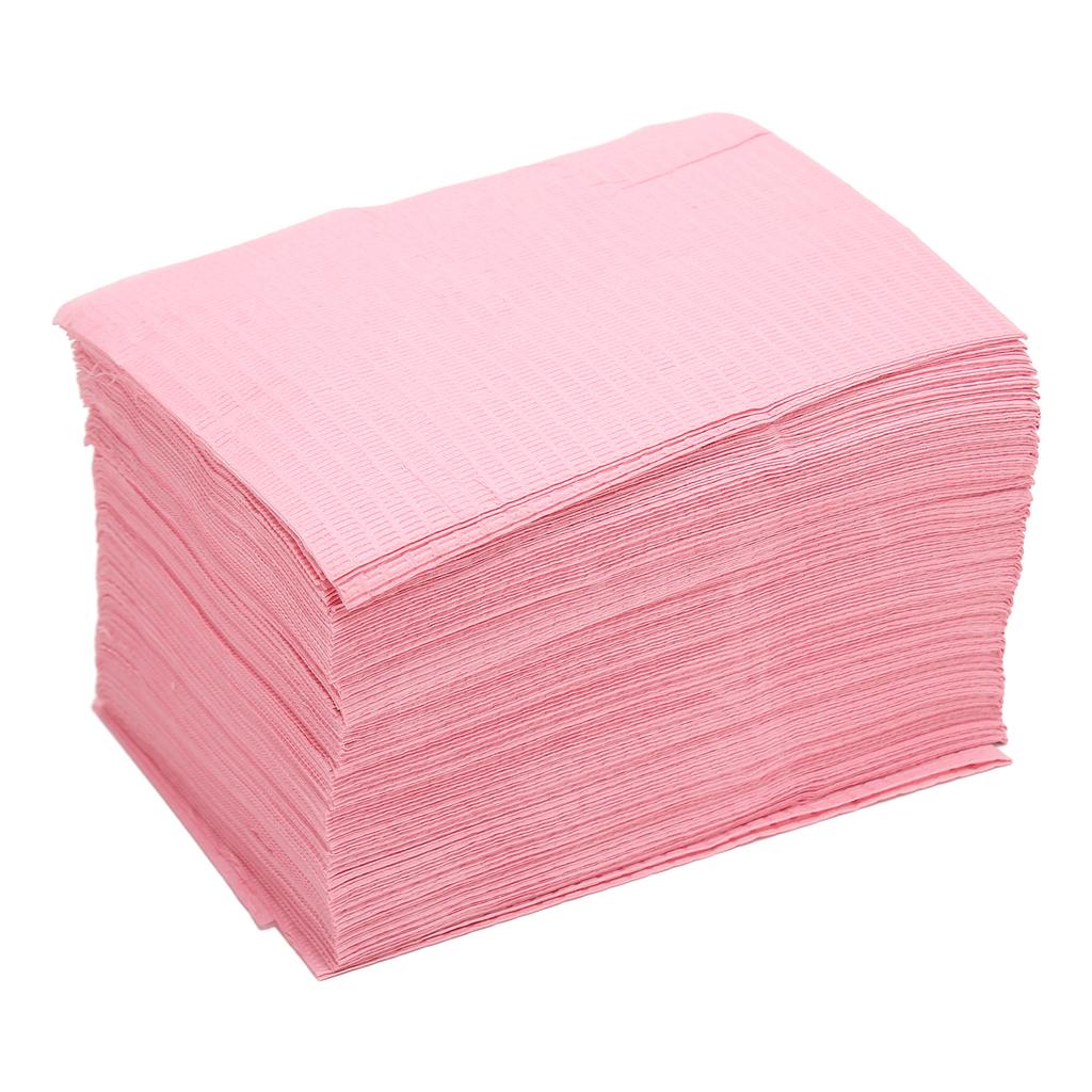 125Pcs Dental Bibs Disposable Waterproof Absorbent Tattoo Bib for Body Cover Pink