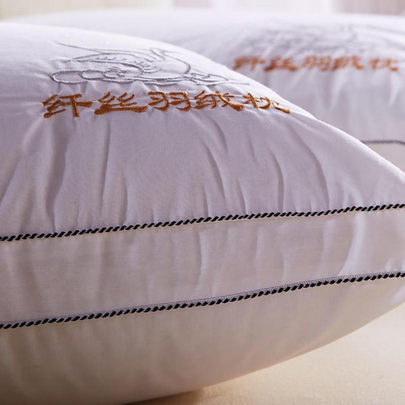 Hotel-Style Cotton Sateen Pillow With Microfiber Down Alternative Fill Elderly Single Size White