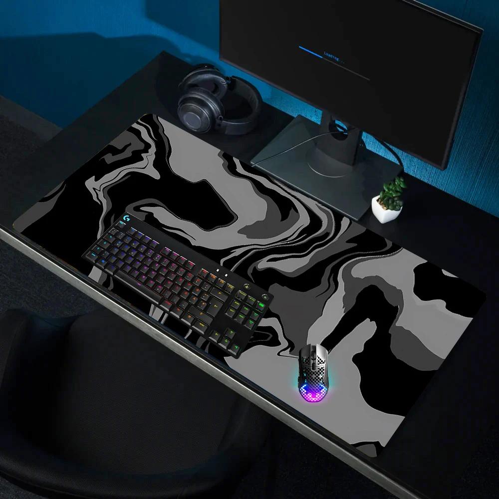 Linien-Flüssig-Mauspad Gaming-Zubehör Topografische Tischmatte Marmor Schwarz Teppich Grau 100x50cm Benutzerdefiniertes PC-Mauspad Schreibtischmatte