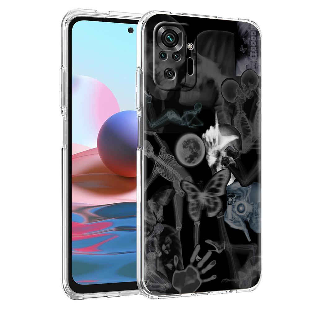 Transparent Phone Case for Redmi 14C 13C 10C 10 9 Note 13 12 11 K50 K40 Plus Pro 4G 5G Soft TPU Cover Autumu X Ray Hand Bones