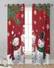 Christmas Tree Snowman Snowflake Red Sheer Curtains for Living Room Decoration Window Curtains Kitchen Tulle Voile Curtains